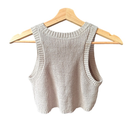 divided knit woven thick crop top gray size medium - Picture 2 of 2